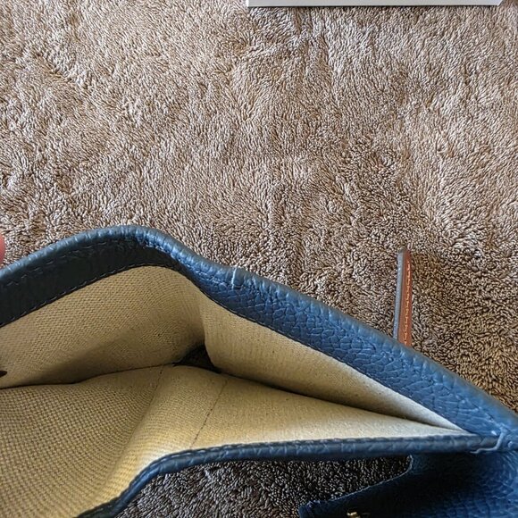 Dooney & Bourke Pebble Grain Small Flap Credit Card Wallet Teal Blue NIB NWT - Picture 5 of 14